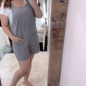 Vintage black & white checkered overalls jumpsuit romper shorts size large